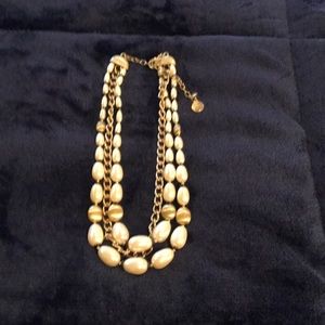 Gold and faux pearl choker